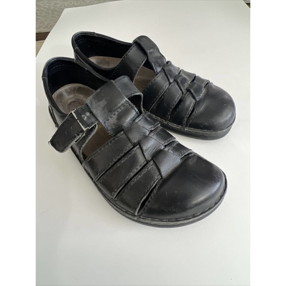 Birkenstock Footprints Leather Black Buckle Sandals Shoes Women's Size 39 - Picture 3 of 8